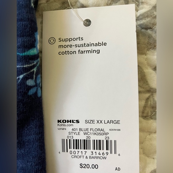 Croft and Barrow V-Neck T-shirt XXL tie Sleeves - Picture 3 of 4